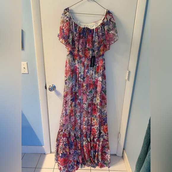 NWT Tadashi Shoji Paola Floral Print Maxi Dress Size 12 - Picture 7 of 11